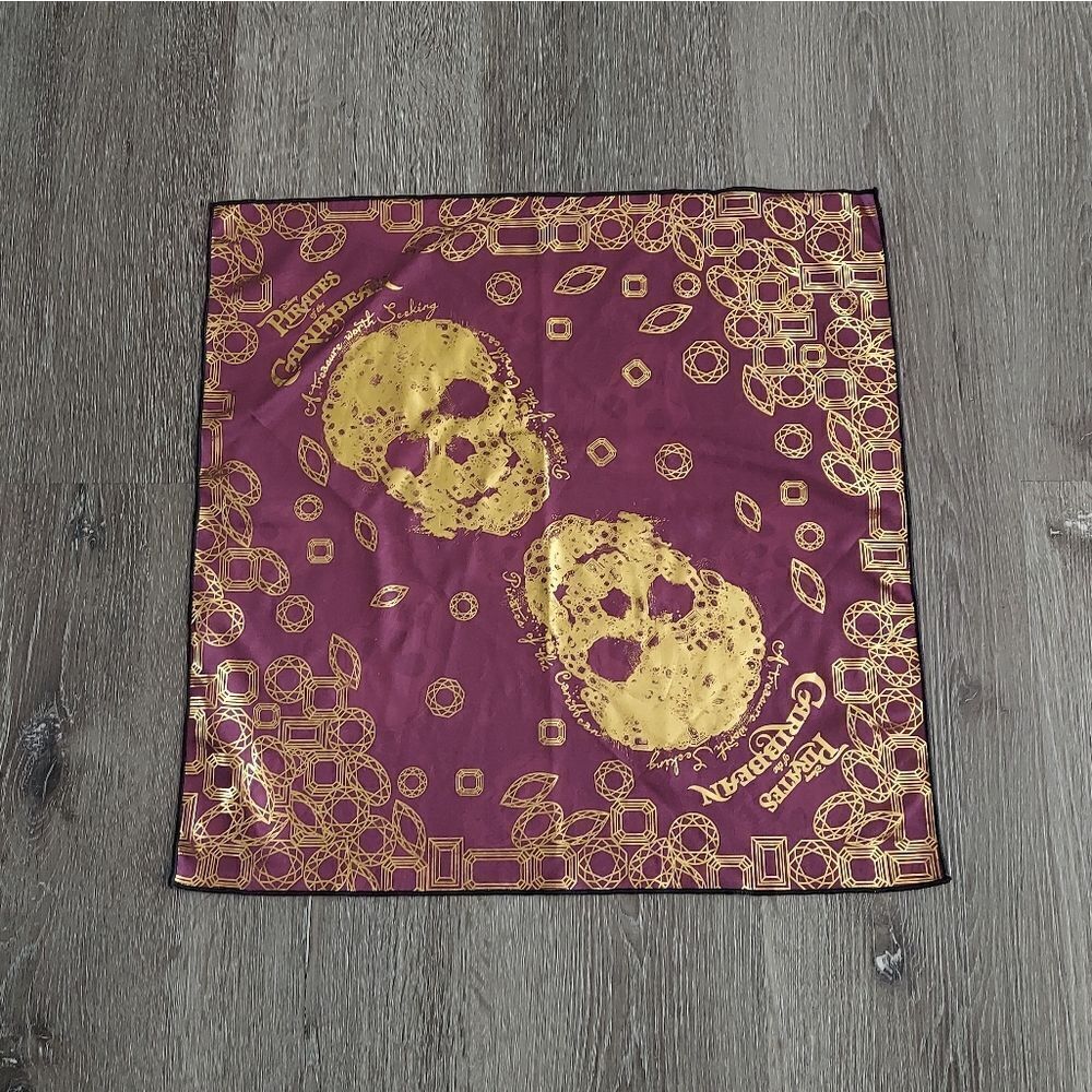 Rare Pirates of the Caribbean Disney Reversible Gold Treasure Square Bandana